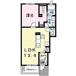 ビ・オーラ千 1LDKの間取図画像