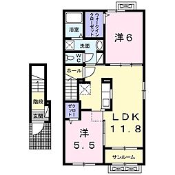 グラン・プラシードB 2LDKの間取図画像