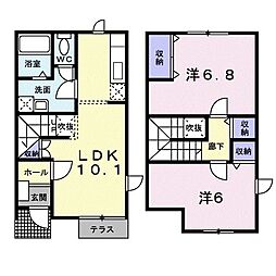 サンライフ 1階2LDKの間取り