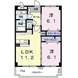 イースト・キャッスル 2LDKの間取図画像