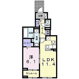 ラーナカーサC 1LDKの間取図画像