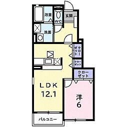 ソレイユFuji 1LDKの間取図画像