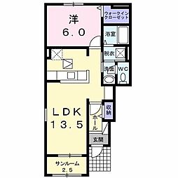 リヴィエール2B 1LDKの間取図画像