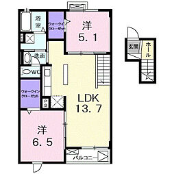 グレイス・ソルラ 2LDKの間取図画像