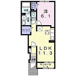 アルバスターIII 1階1LDKの間取り