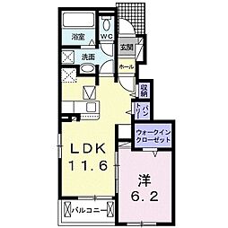 エルフォルクしらさぎ台 1LDKの間取図画像