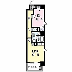 レジデンス難波宮 1LDKの間取図画像