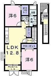 タウロス　ヴィラ 2階2LDKの間取り