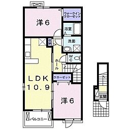 ストロベリーII 2階2LDKの間取り