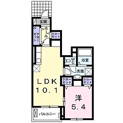 ベル・ソレイユＫ 1階1LDKの間取り