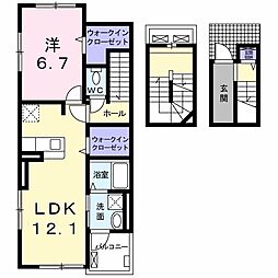 カミング小芝A棟 1LDKの間取図画像