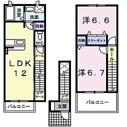 エクシード武隈2 2LDKの間取図画像