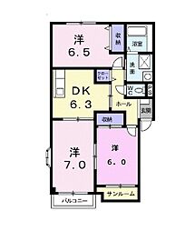ヴィラノールC 3DKの間取図画像