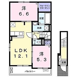 コレクト1 2LDKの間取図画像