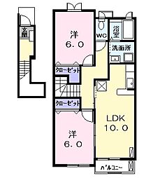 スパーブ社 2階2LDKの間取り