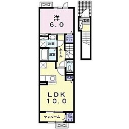 ルア・ノヴァ 2階1LDKの間取り