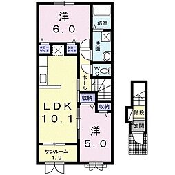 カーサアヴェニーレ2 2LDKの間取図画像
