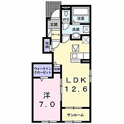 メイプル・ハウスB 1LDKの間取図画像