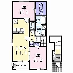 ウエストタウン2 2LDKの間取図画像