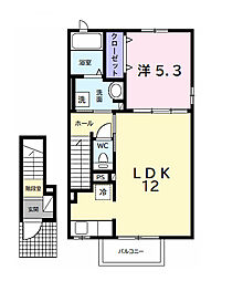 アルーシャ・Ｉ 2階1LDKの間取り