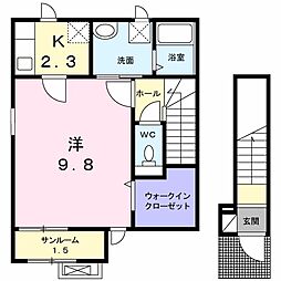 ルナ3 1Kの間取図画像