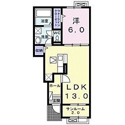 メゾン・ヒロキB 1LDKの間取図画像