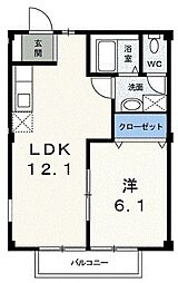 鳳凰21 1LDKの間取図画像