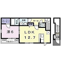 メゾンドグリシーヌIII 2階1LDKの間取り