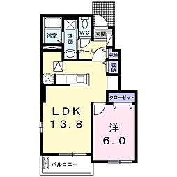 カーサ・ひまわり1 1LDKの間取図画像