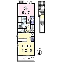 フィオーレ新横浜 2階1LDKの間取り