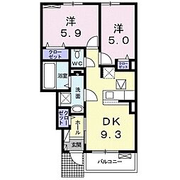 エテルノココ 2DKの間取図画像