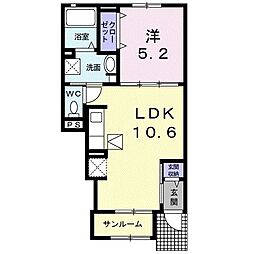 ル・シエル 1階1LDKの間取り