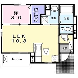 カームリー 1LDKの間取図画像
