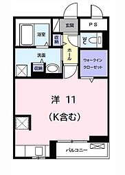 サンライズ石橋2 ワンルームの間取図画像