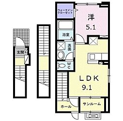 パルク 3階1LDKの間取り