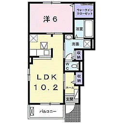 カーサデベラーノ2 1LDKの間取図画像