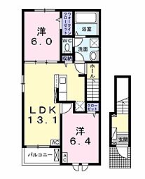 岐阜市島原町アパート 2LDKの間取図画像