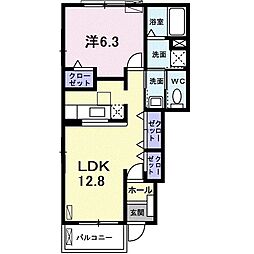 アンジュ1 1LDKの間取図画像