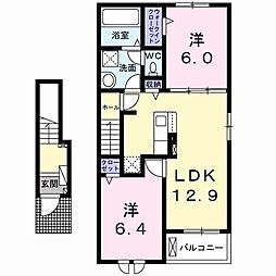 グランジーノ 2階2LDKの間取り