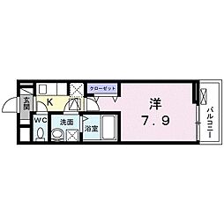 クレアドール 1Kの間取図画像