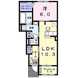 サニーハウス 1LDKの間取図画像