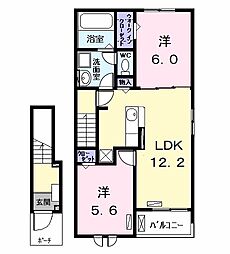 チェレステ白髭　Ａ 2階2LDKの間取り