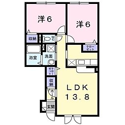 サニーハイツ・モア 2LDKの間取図画像