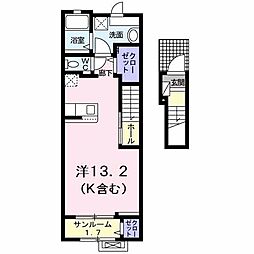 シエロ・ガーデン北島A 1Kの間取図画像