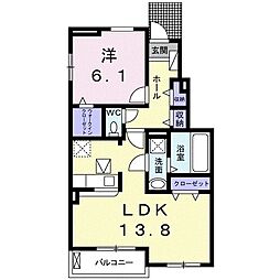 サンウィステリア1 1LDKの間取図画像