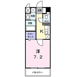 ａｕｂｅ春の町 2階1Kの間取り