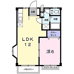 メゾン高野B 1LDKの間取図画像