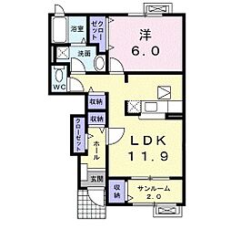 プリヴィエート 1階1LDKの間取り
