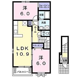 グランスタナイキ 2LDKの間取図画像