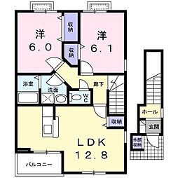 カルフール・21A 2LDKの間取図画像